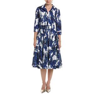 Samantha Sung Womens Amber Wisteria Bloom Midi Shirtdress, White